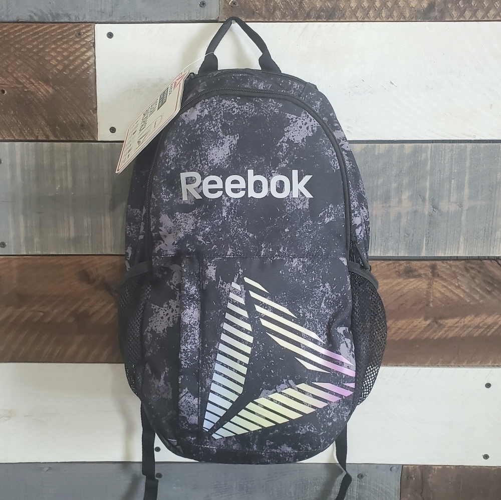 Reebok Black Gray Ocean Backpack Unisex NWT